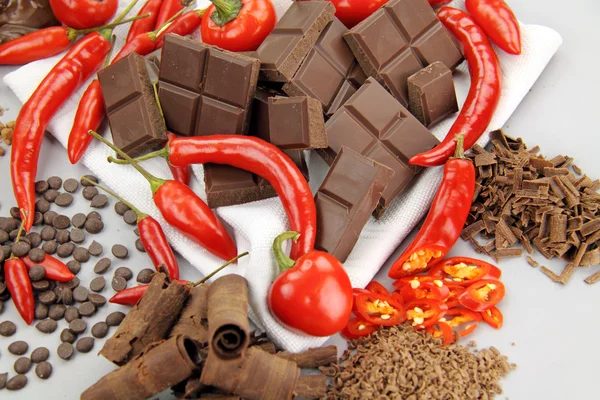 Chocolate And Chillies — Stock Photo, Image