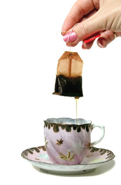Sacchetto di tè gocciolante — Foto Stock