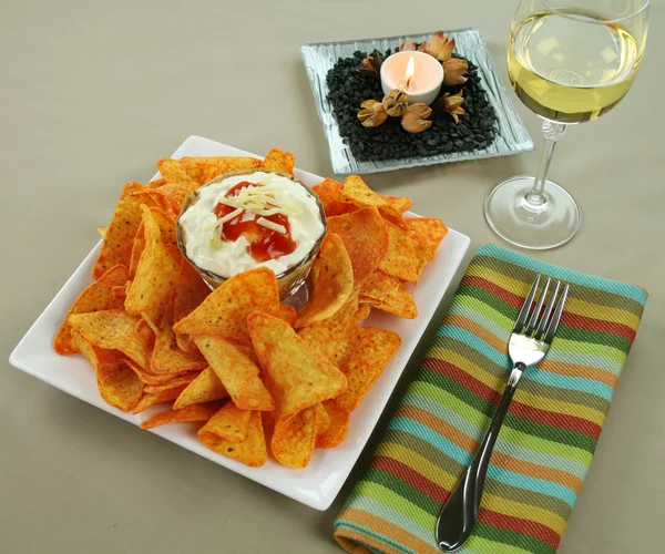 Nachos And Mexican Dip — Stock Photo, Image
