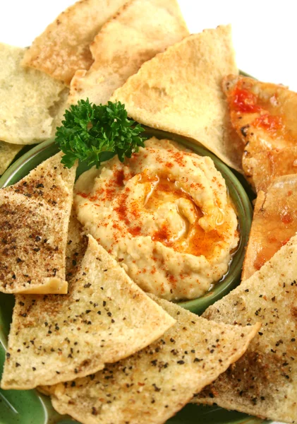 stock image Pita Crisps And Hommus