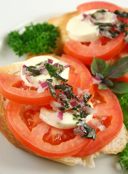Pomidor i bocconcini gryzie — Zdjęcie stockowe