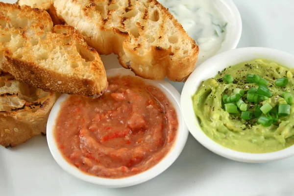 stock image Three Dips And Turkish Bread