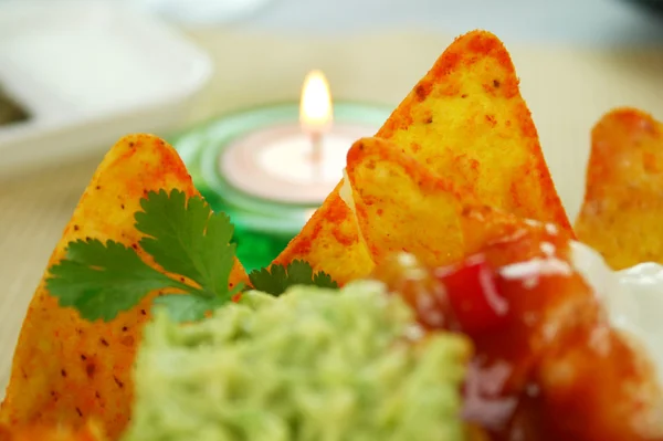 Nachos And Candle — 图库照片