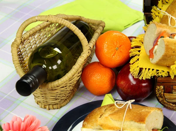 Víno a piknik — Stock fotografie