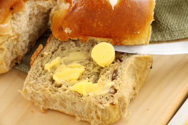 Buttered Hot Cross Bun