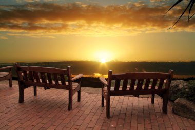 Sunrise Over Benches clipart