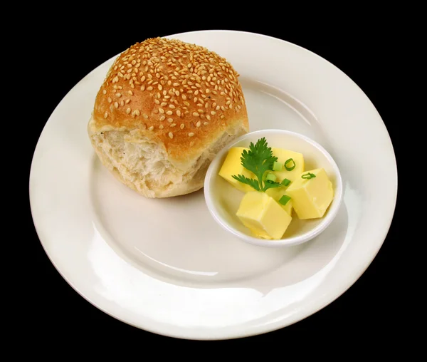 Bułka chleb i masło — Zdjęcie stockowe