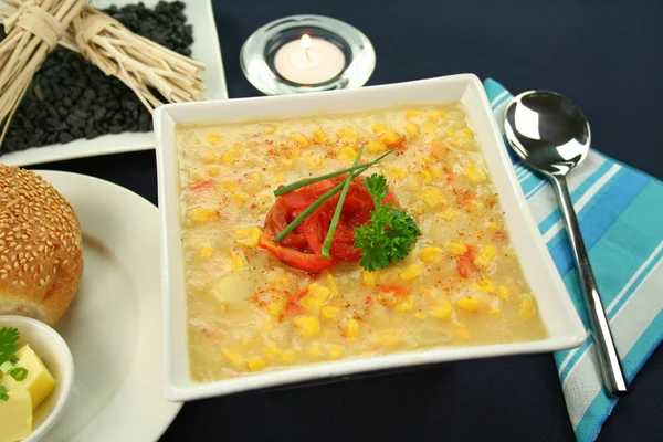 Peperoncino e zuppa di mais — Foto Stock