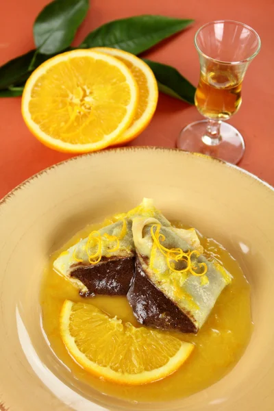 Chocolate Crepe Suzettes — Stock Photo, Image