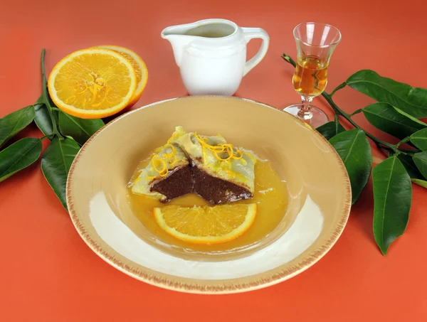 Chocolate Crepe Suzettes — Stock Photo, Image