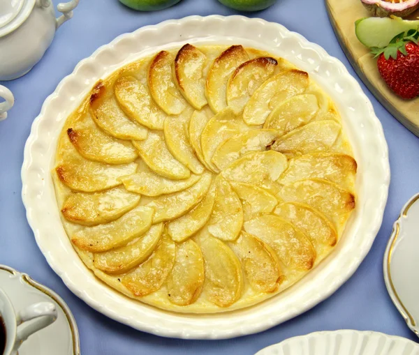 Torta de maçã plana — Fotografia de Stock