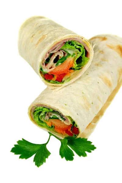 Ham And Salad Wrap — Stock Photo, Image