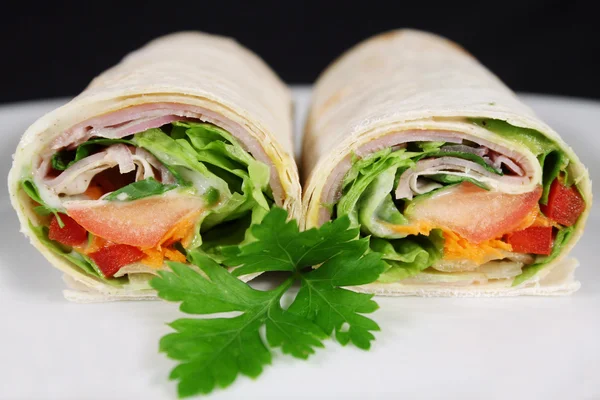 Ham And Salad Wrap 2 — Stock Photo, Image
