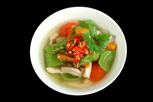 Sopa baja en carbohidratos de pollo y verduras 1 — Foto de Stock