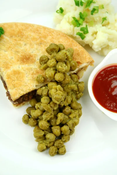 Pie With Mushy Peas — Stock Photo, Image