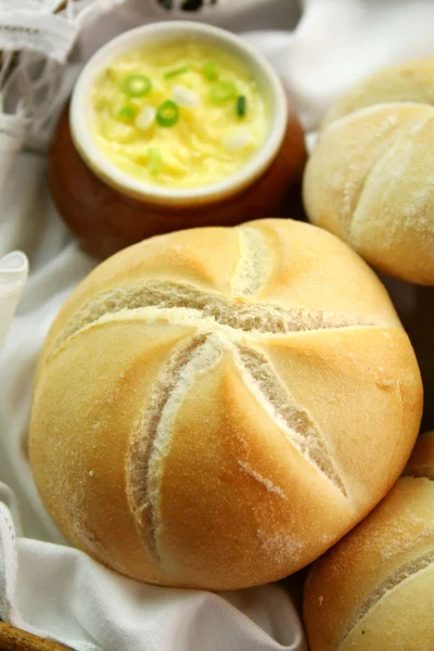 Round Roll With Butter — Stock Photo, Image