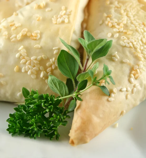 Herbs And Pastry Background — Stock Photo, Image