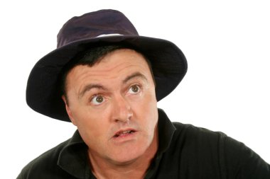 Flabbergasted Man In Hat clipart