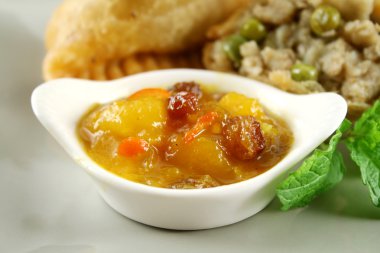 Mango Chutney With Samosa clipart