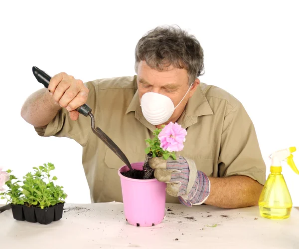 Gardener With Mask — Stock Photo, Image