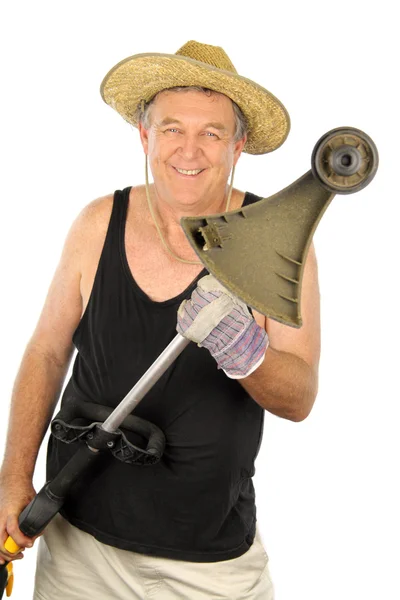 Zahradník s šlehací snipper — Stock fotografie