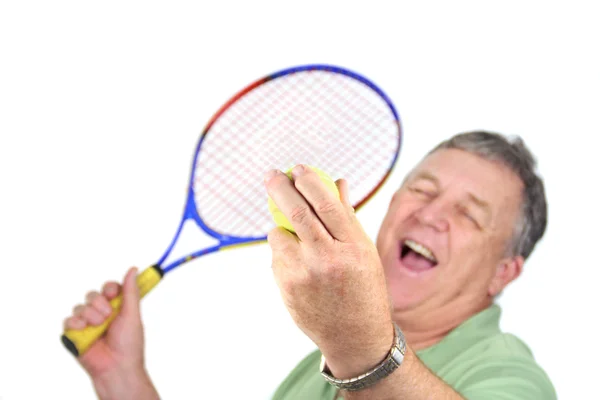 Servindo uma bola de tênis — Fotografia de Stock