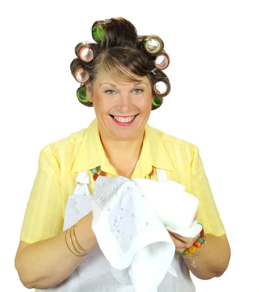 Wiping Up Housewife — Stock Photo, Image