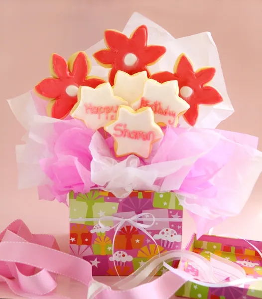 Födelsedag cookie bouquet — Stockfoto