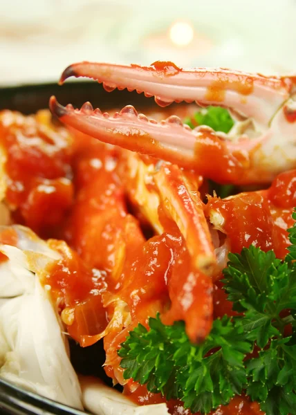 Krab v rajčatové omáčce — Stock fotografie