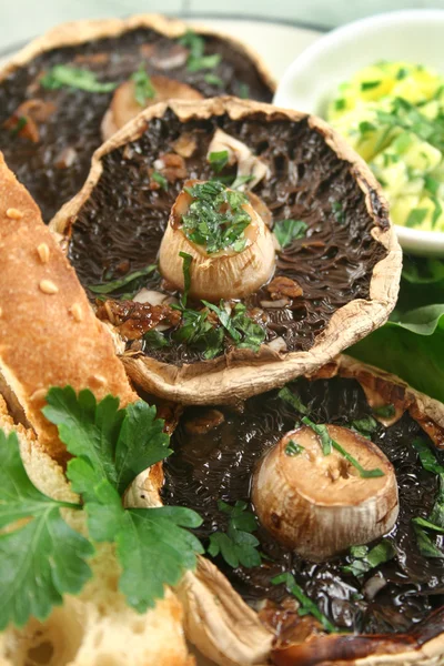 Mushrooms And Toast — Stock Photo, Image