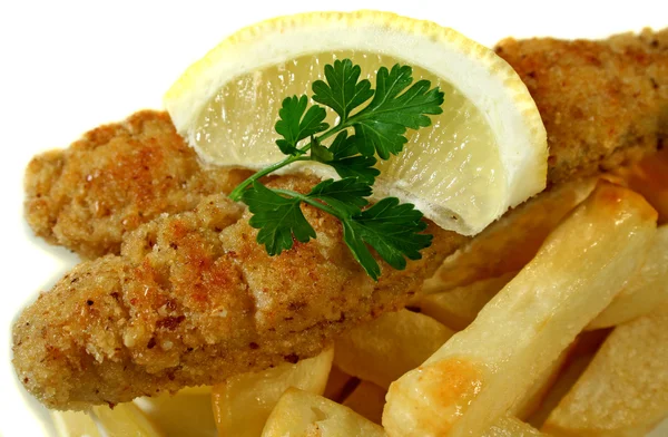 Pan gebakken vis en chips — Stockfoto