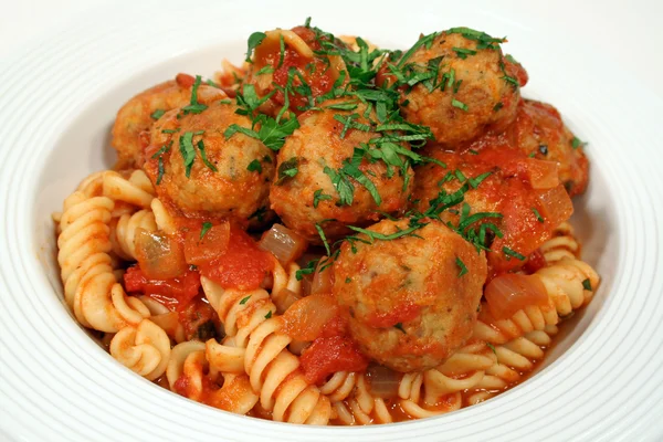 Pasta With Chicken Meat Balls — Stock Photo, Image