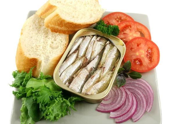 Sardinen und Salat — Stockfoto