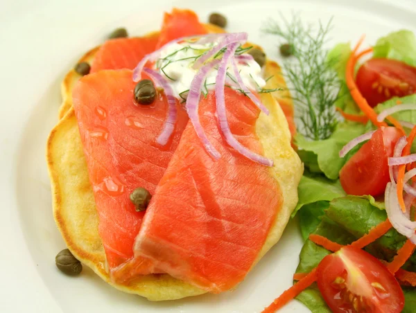 Smoked Trout On Fritters — Stock Photo, Image