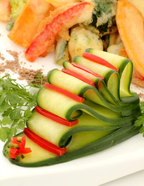 Sliced Cucumber And Capsicum — Stock Photo, Image