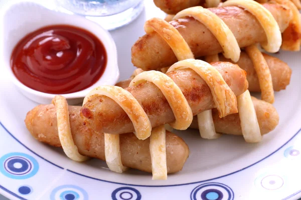 Pastry Chicken Sausages — Stock Photo, Image