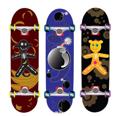 Monkey doll skateboard design clipart