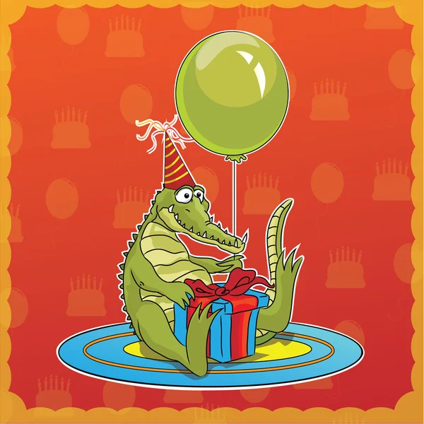 Grattis på födelsedagen krokodil — Stock vektor