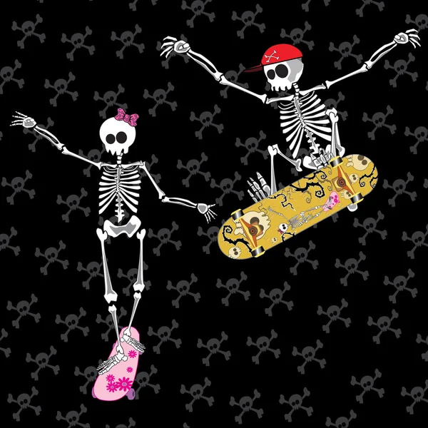Esqueleto skater — Vetor de Stock