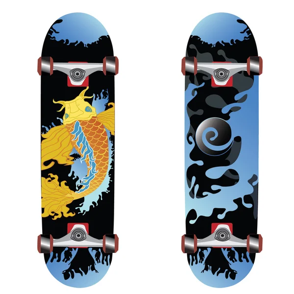 stock vector Coy fish skateboard design