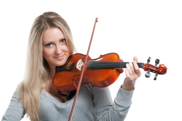 Lachende meisje spelen van de viool — Stockfoto