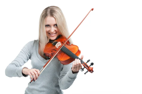 Young smiling girl playing the violin — Stock Photo, Image