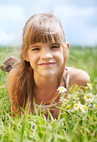 The little girl in the field Royalty Free Stock Images