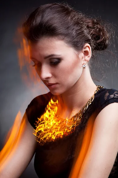 stock image Portrait of luxury woman in exclusive jewelry