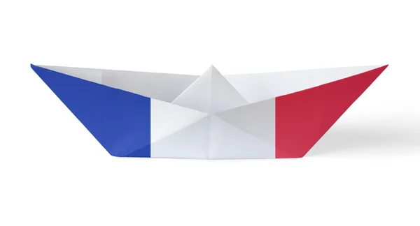 Паперовий кораблик з французьким прапором — стокове фото