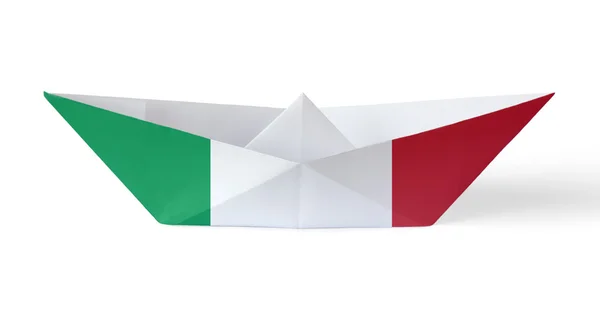 Barco de papel com bandeira italiana — Fotografia de Stock