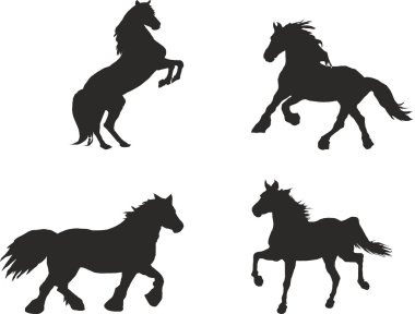 Horse silhouetts clipart
