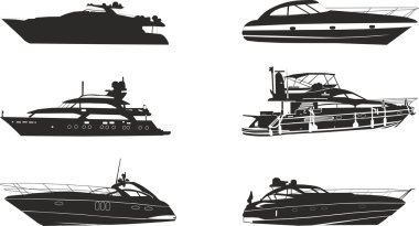 Yacht silhouetts clipart