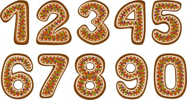 Gingerbread numbers clipart