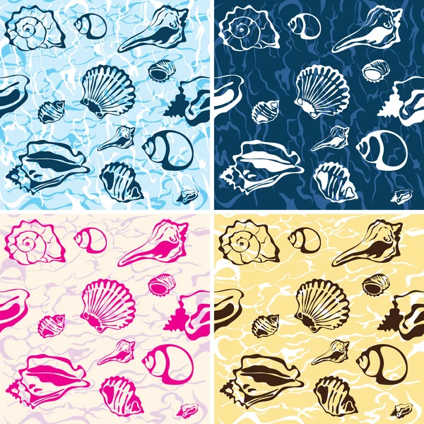 Seamless seahell background, θαλάσσιο διανυσματικό μοτίβο — Διανυσματικό Αρχείο